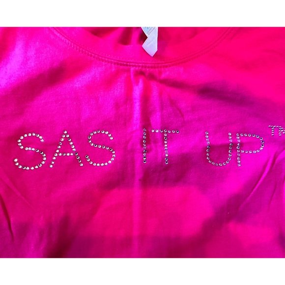 Reserved Tee Pink Sas It Up Print, Womens Small Size, Like New Condition - Picture 4 of 7